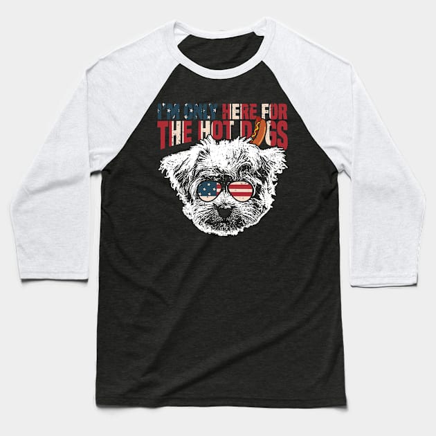 Maltese Shirt Funny 4th of July Pup Tee Baseball T-Shirt by Madfido